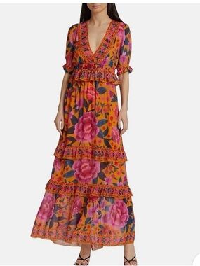 FARM Rio Yellow Floral Dream Maxi Dress